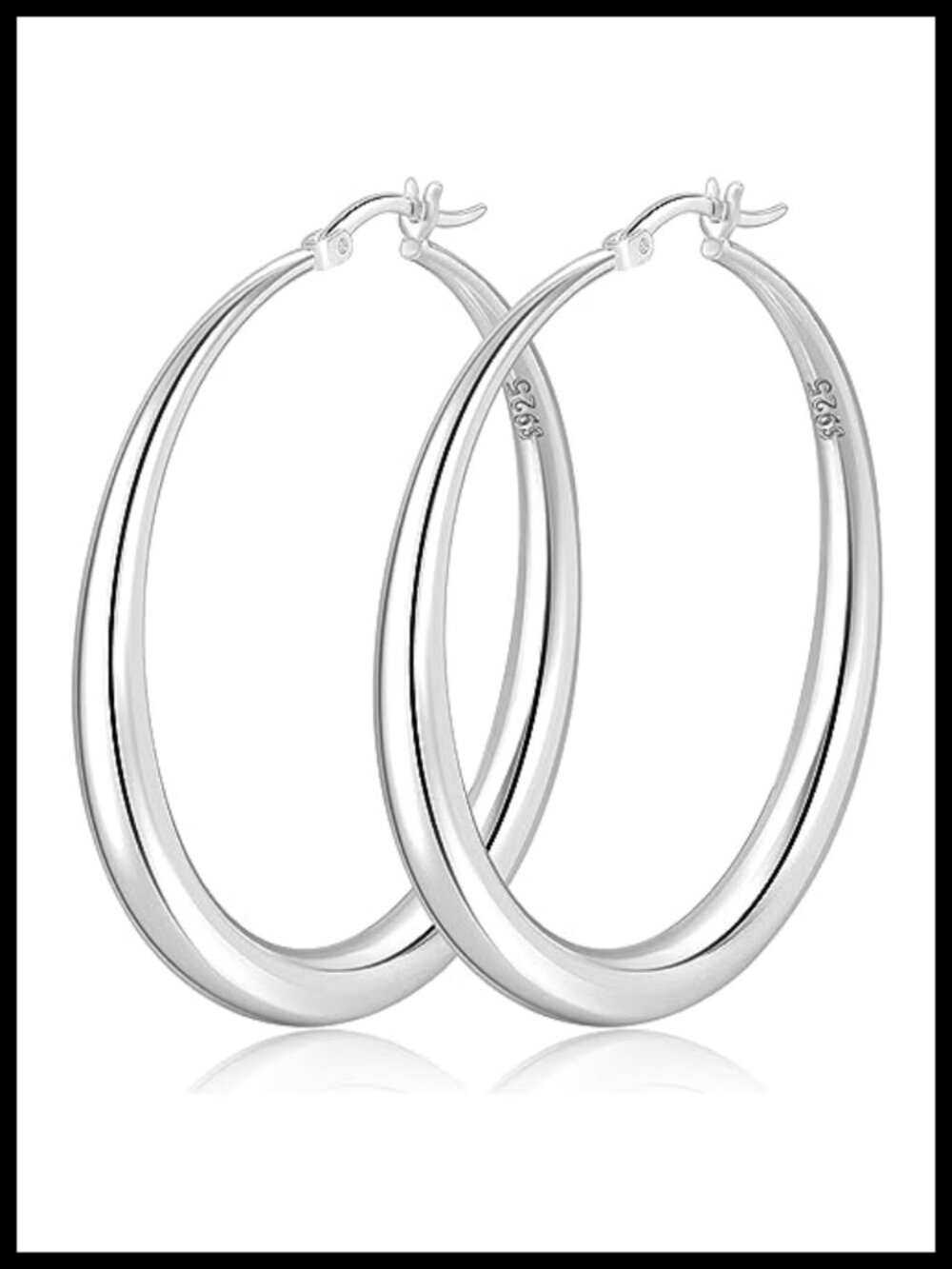 Sterling Silver Hoop Earrings Hypoallergenic Hinged 30-60mm